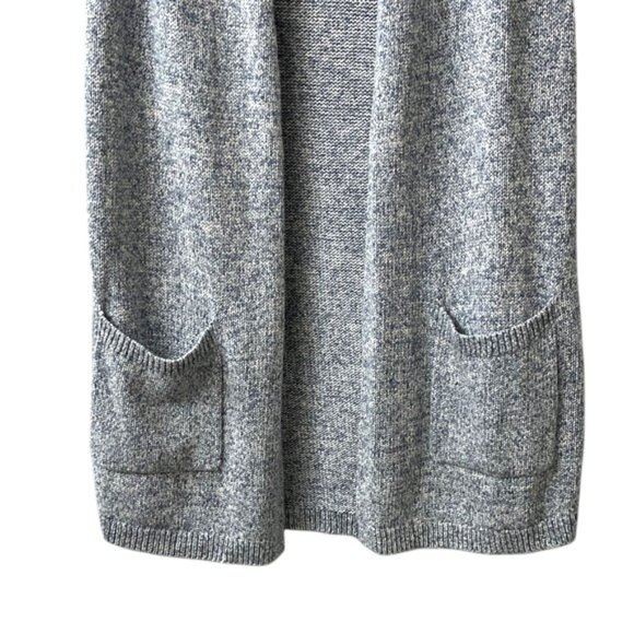 Loft Light Blue and White Marled Sleeveless Open Front Longline Knit Cadigan - Picture 4 of 9